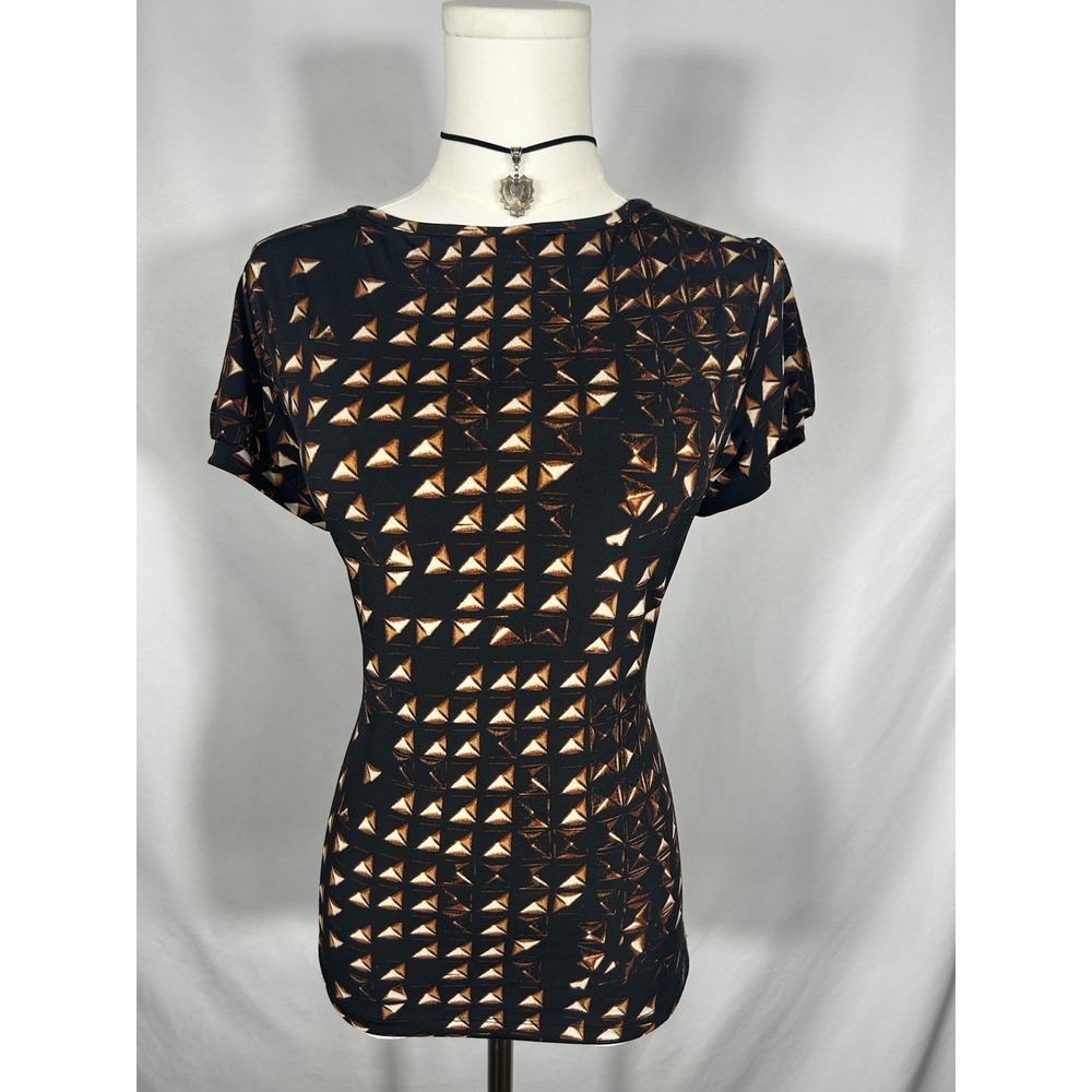 Vintage Y2K Top Size PL Black /Brown Geo Fairy Grunge Whimsigoth Indie Art Scene